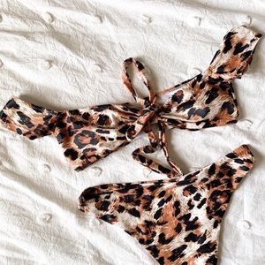 Off Shoulder Leopard Cheetah Animal Print Bikini